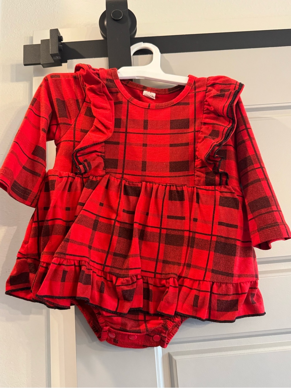 Red Plaid Ruffle Baby Dress Bodysuit